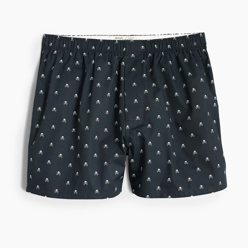 J Crew Boxers Men's Medium 2 Pair Skulls & Tartan Black Plaid Boxer Shorts - Image 3 of 4