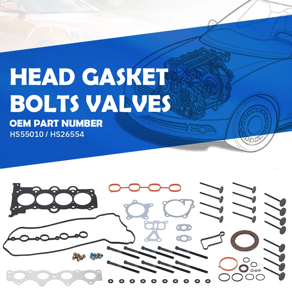 Juego de válvulas de escape de admisión y juntas de culata con pernos para Accent Veloster Rio 1,6 L Foto 4 de 4