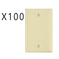 100 Pack Lot Single Gang 1-Gang Blank Wall Face Plate Outlet Switch Cover Ivory