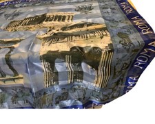 Roma Scarf Square Rome Architecture Silk Blue Grey Faux Silk New From USA Gift