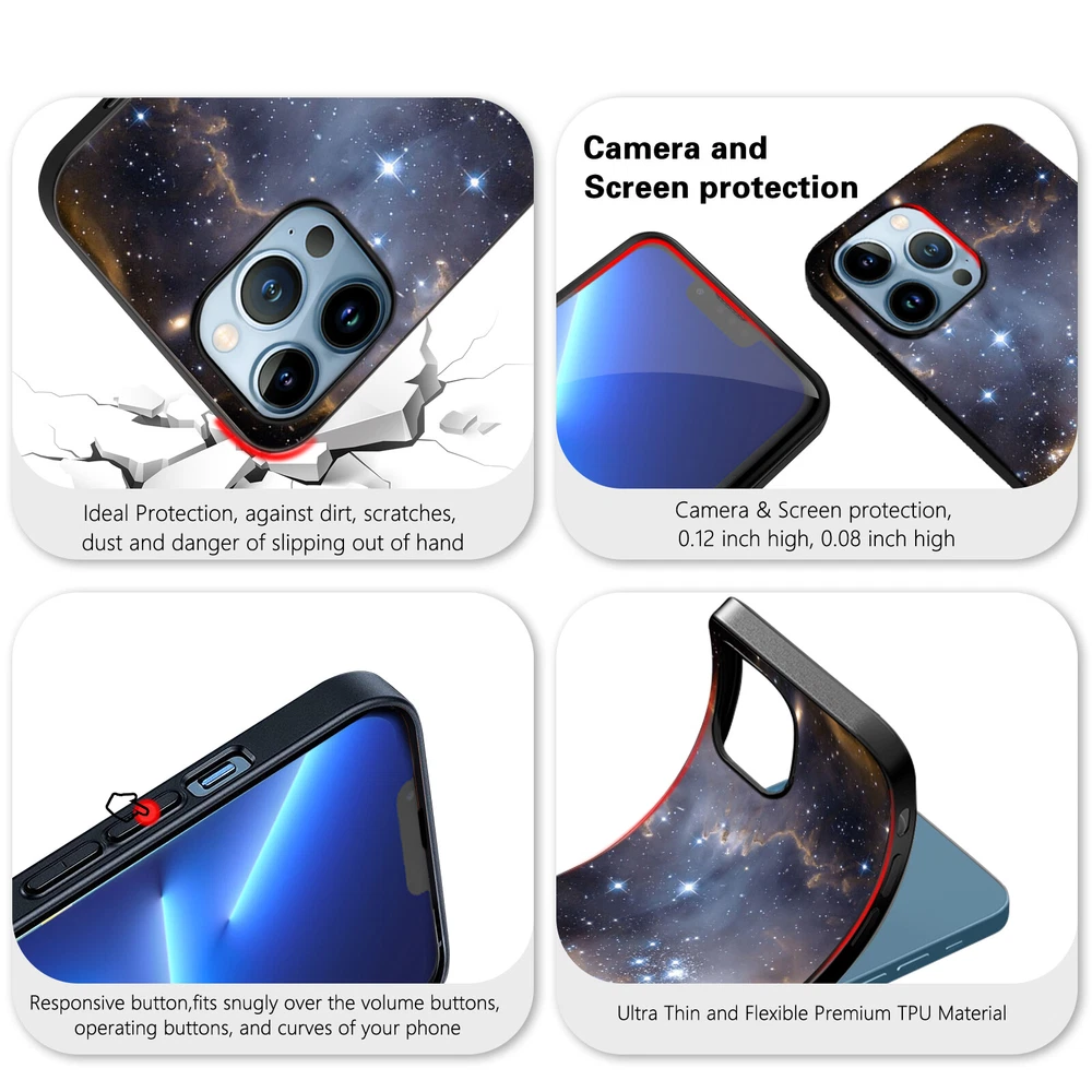 Phone Case Space Soft Silicone Cover For iPhone 11 12 Pro 13 14 Plus 15 Pro Max