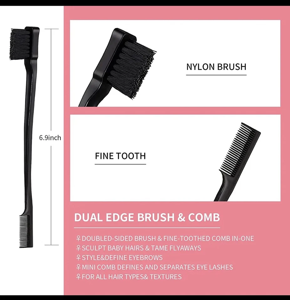Набор из 3 расчесок для укладки волос щетка для дразнения волос крыса хвост расческа края (розовый, черный) - Изображение 2 из 4