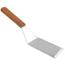 Wood Handle Silver Tone Stainless Steel Smooth Wide Spatula 11.2