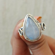 RAINBOW MOONSTONE NATURAL GEMSTONE 925 STERLING SILVER JEWELRY RING 3 TO 12