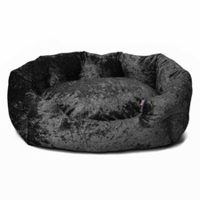 Image of Luxury Crushed Velvet Dog Bed Black Bellagio Medium NEW FREE NEXT DAY P&P (N*)