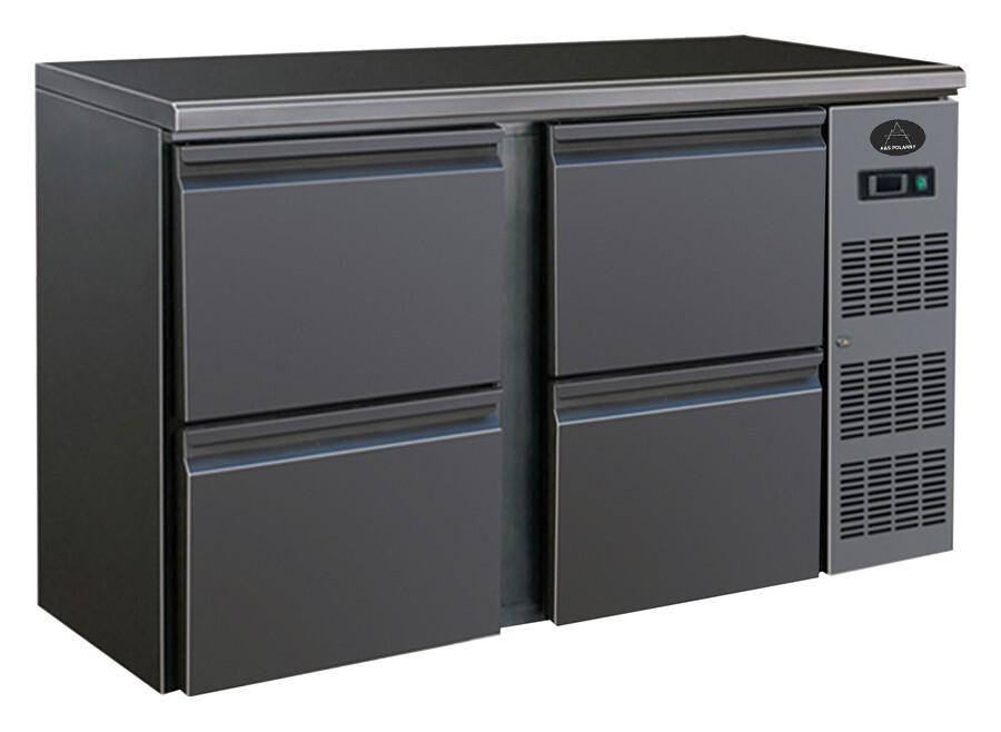 Gastro Barkühler Barkühlschrank Barkühltisch schwarz 4 Schubladen 350 L 0-10°