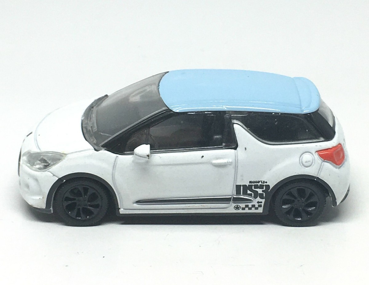 Norev Citroen DS3 White with Blue Roof (Black Stripes Side) 1/64