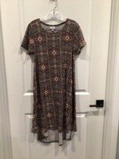 NWOT LuLaRoe women’s X Small dress gray cream rust brown short sleeve round neck