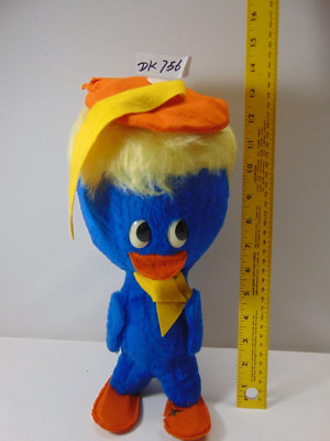 VINTAGE AMELIA ALBERANI VECCHIOTTI BLUE BIG HEAD PLUSH ITALY HAND MADE BIRD RARE