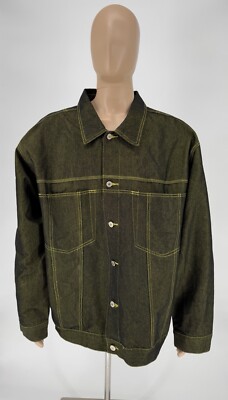 Vintage 2000s Webs Jeans Denim Jacket Black Yellow Men s Size 3XL