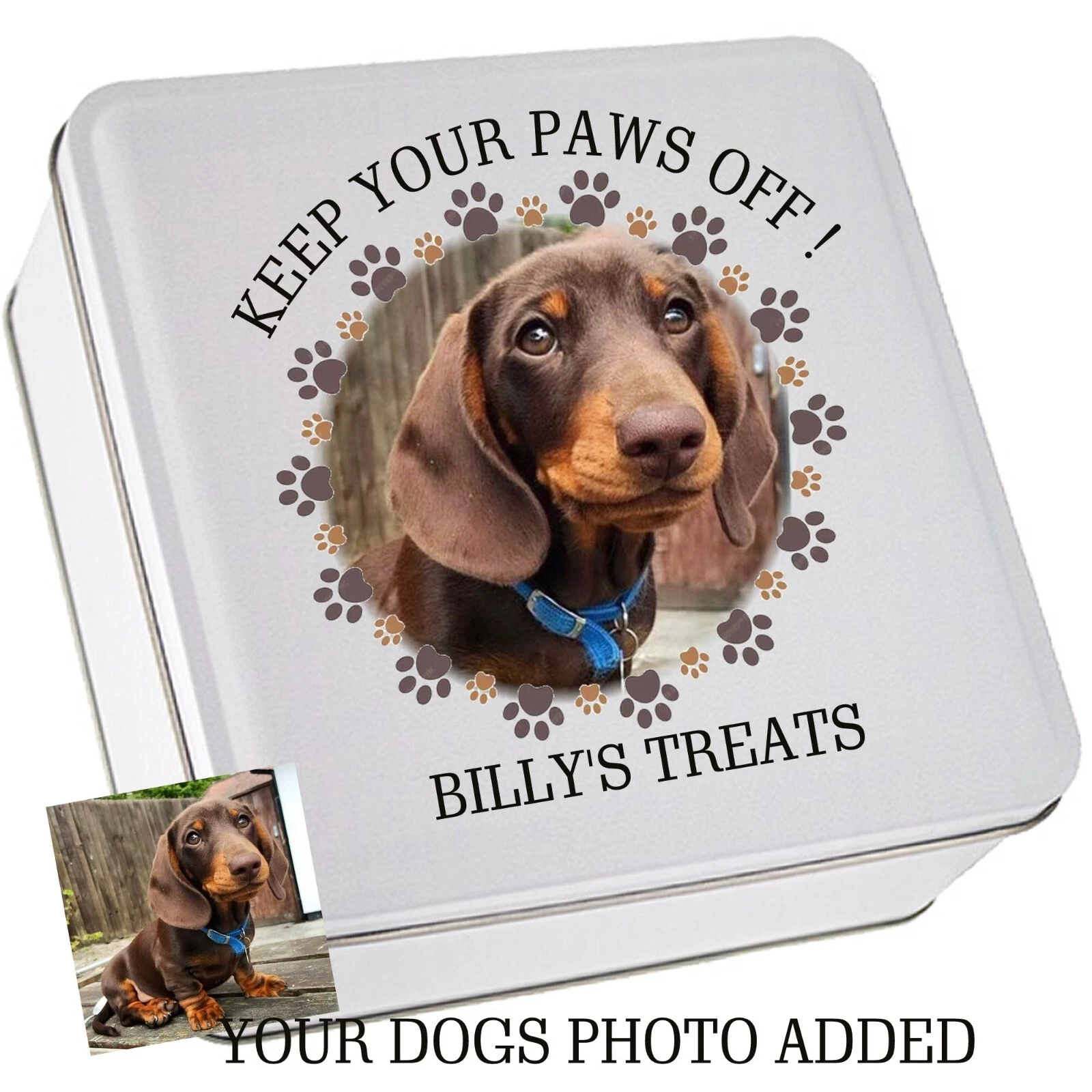 PERSONALISED TIN DOG TREAT TIN BISCUITS DOG TREATS PHOTO CUSTOM PRINT