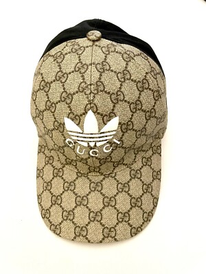 Gucci x Adidas Collab Double Visor Cap GG Canvass / Black Sz Gucci x Adidas Collab Double Visor Cap GG Canvass / Black Sz