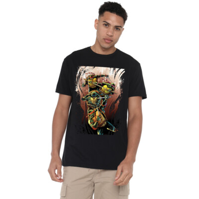 TMNT Earthy Rainbow Warriors T-Shirt S-2XL, schwarz