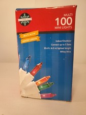 December Home 100 Multi Color Mini Lights 20Ft White Wire Christmas Holiday