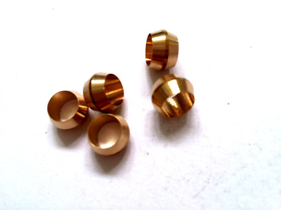 Ф1/4'' ID Brass Olive Barrel Compression Sleeve Ferrule Ring NPT Soft Copper 5pcs