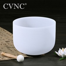 CVNC Frosted Quartz Crystal Singing Bowl With Rubber Mallet Chakra Sound Healing