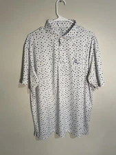Rhoback Barstool Golf Polo Shirt Mens L White Paw Print Performance Stretch
