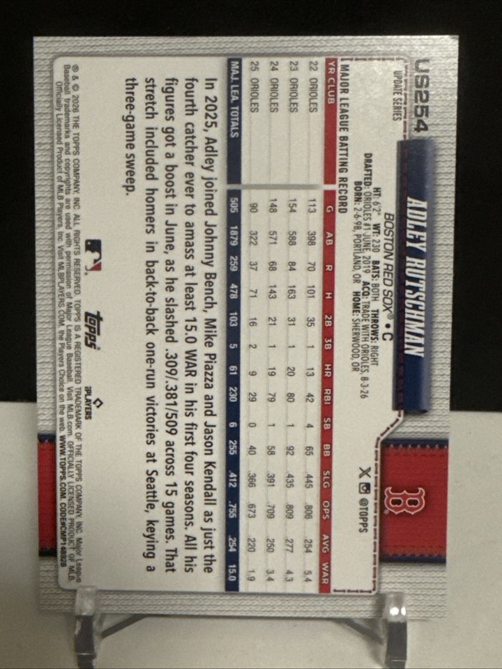Adley Rutschman #US254 Traded Player Variation SP 2026 Topps Update Red ...