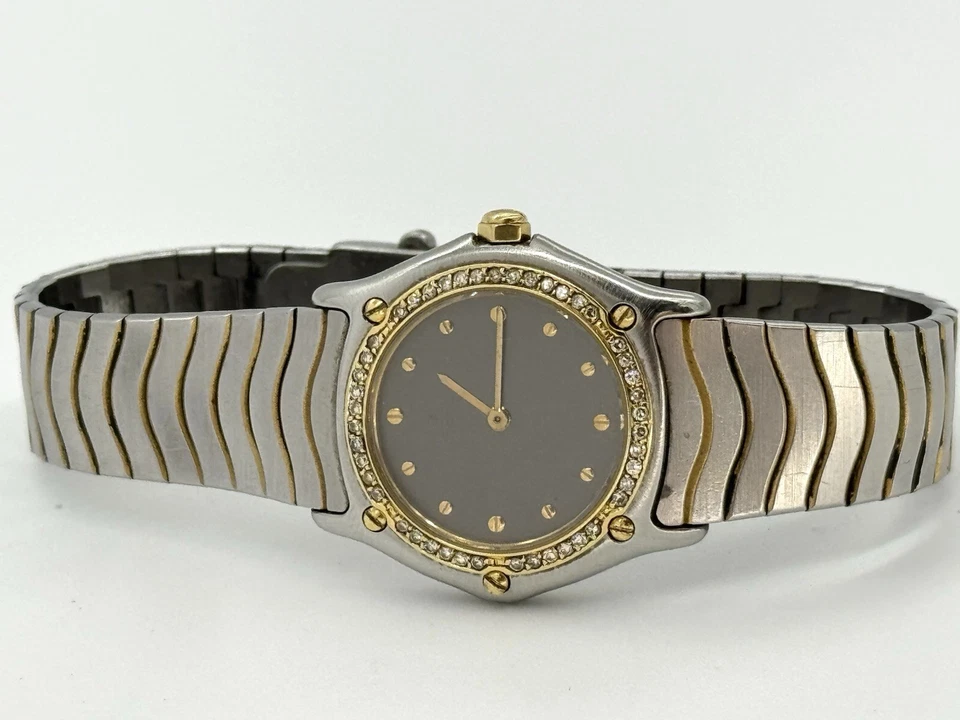 Reloj de cuarzo Ebel clásico onda esfera gris bisel diamante 28 mm 409192 - NO FUNCIONA Foto 2 de 4