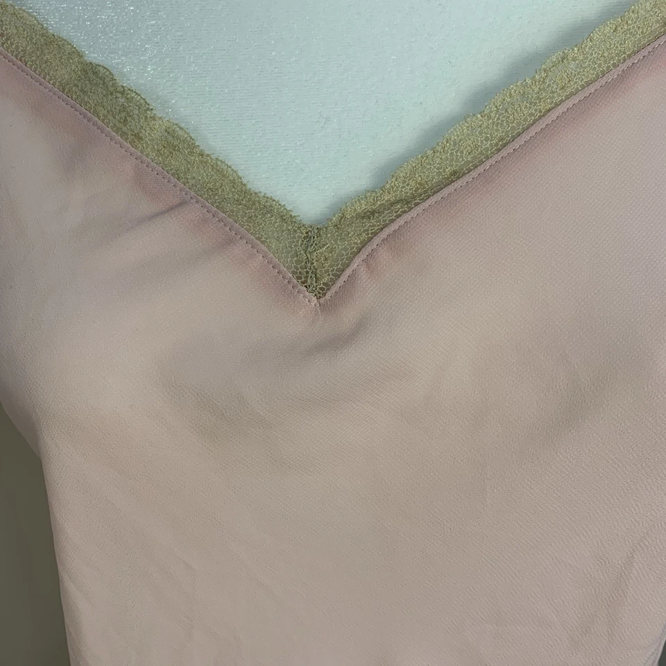 Cacique Paris Raro De Colección Años 90 Slip Chemise Encaje Boudoir Borde Rosa Pastel Talla S Foto 3 de 4