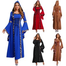 Women's Medieval Victorian Palace Hooded Dress for Gothic Vampire Witch Cosplay