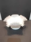 VTG Fenton Silver Crest White Milk Glass Ruffle Edge Bowl Candy Dish.