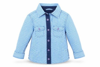 Dopo Dopo Baby Basic Button-Up Size 18-24 Months Blue Check Collared