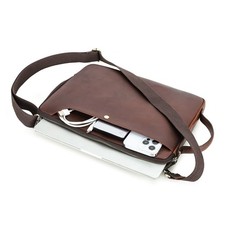 Genuine Leather Laptop Shoulder Bag For MacBook Air Pro 13 14 inch Carrying Case