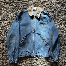 Vintage Dickies Denim Detroit Style Jacket With Corduroy Collar Size Large 90s