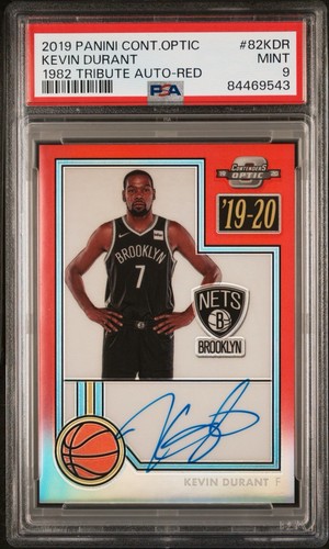 2019-20 Panini Contenders Optic 1982 Tribute Kevin Durant Red Prizm /25 Auto