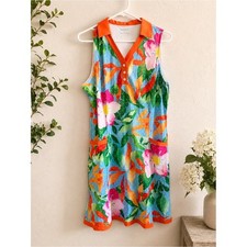 ACEGOLFS Tropical Floral Sleeveless Golf Dress Size Large | Bright Resort