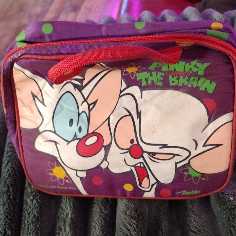 Aladdin Pinky & The Brain Purple Lunch Bag + 8 oz Food Thermos, Polka Dot