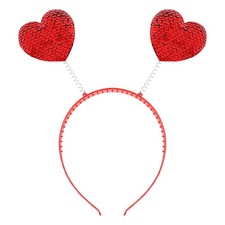 Heart Headband Women Sequins Hearts Shaped Cute Red Head Bopper Valentine Props