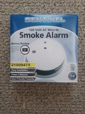 SENTINEL Hard wired Smoke Detector has 9V Battery Backup, 120 VOLTS