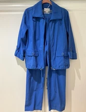 DRAPERS & DAMONS 2-Piece Jacket/Pants Set Sz. Petite Small Blue 100% Cotton NWOT