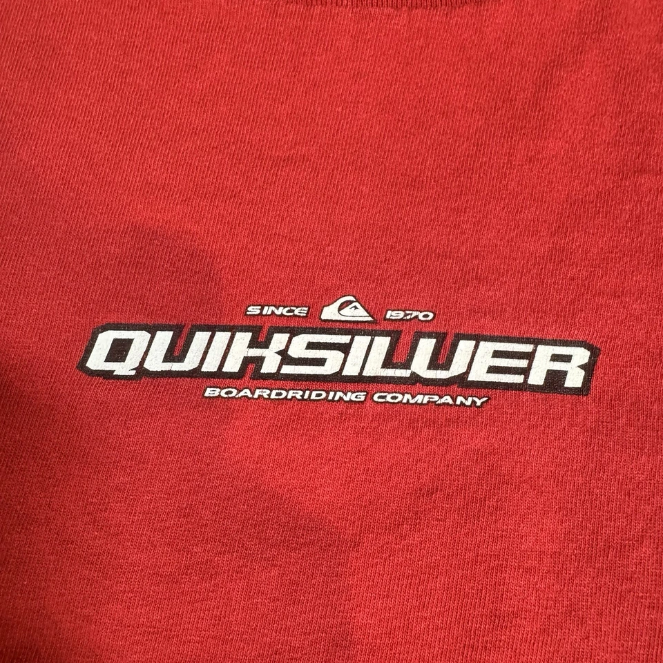 Patín vintage Quicksilver Surf gráfico doble cara manga larga XL rojo Y2K Foto 2 de 4