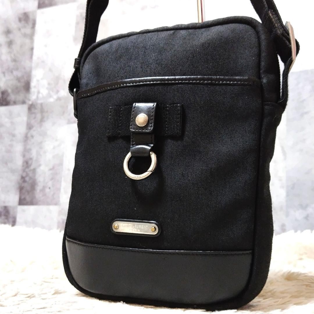 Borsa a tracolla uomo Saint Laurent tracolla tela pelle nera spedizione gratuita