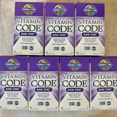 7  Bottles Garden of Life Vitamin Code Raw Zinc  EXP:11/2027