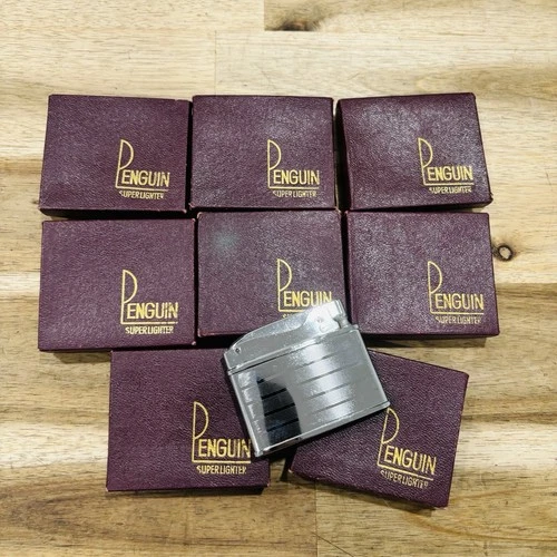 Lot of 8 Penguin Super Lighter Pocket Lighters Made in Japan Vintage 60s 70s