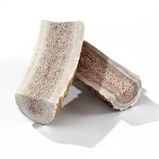  Split Elk Antlers for Dogs, Premium Grade A - Medium Split Double Pack