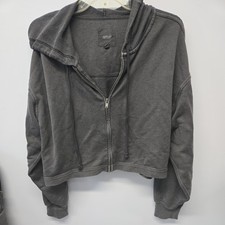 Aerie Women's Oversized Cropped Full Zip Hoodie Gray Size Medium