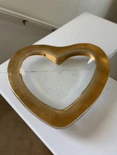 ANNIEGLASS MEDIUM Heart Bowl 24K Gold Rim 8” SIGNED