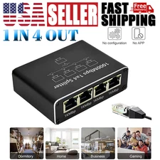 For PC 1000Mbps Gigabit Ethernet Splitter RJ45 LAN Network Adapter 1 to 4 Port