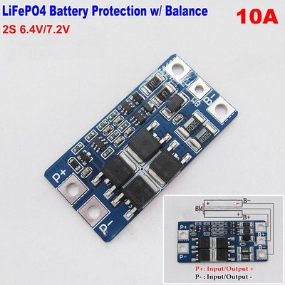 2S LiFePO4 18650 6.4V 7.2V Battery Pack BMS Protection PCB Board Balance Circuit