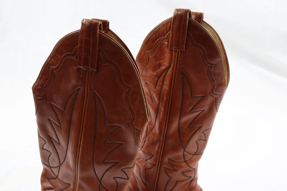 Botas occidentales vintage Panhandle delgadas para mujer 6,5B de cuero marrón cosidas Foto 2 de 4