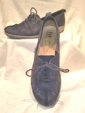 Ladies Blue nubuck Leather Lace Up Flat Shoes Size 5.5 From Hotter