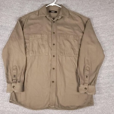 Mavi Shirt Mens Small Brown Twill Stefan Snap Button Long Sleeve Workwear