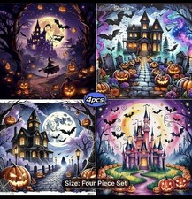 DIAMOND ART KIT 4 PACK 6  x 6  HALLOWEEN HAUNTED HOUSES