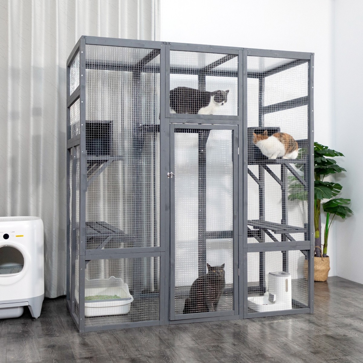 70uff02Catio Outdoor Cat Enclosure, Large Wood Cat House For