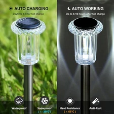 Solar Garden Waterproof Lights Outdoor Landscape Led Pathway Yard 6000K Acrylic